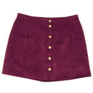 Old Navy A- Line Mini Skirt Womens Size 12 Faux Suede Wine Vegan Retro Style